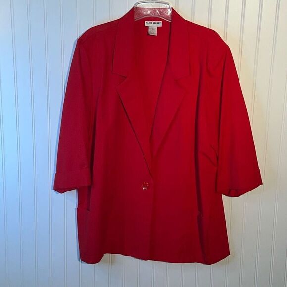 Vintage Alice Stuart One Button Blazer Jacket Women's size X-Large Red Office - Picture 1 of 11